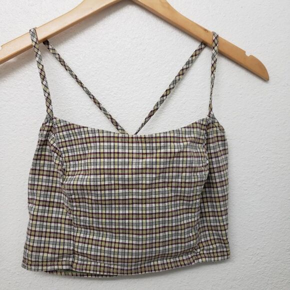 Guess Tops - Guess Gingham Print Strappy Sleeveless Crop Top Size M